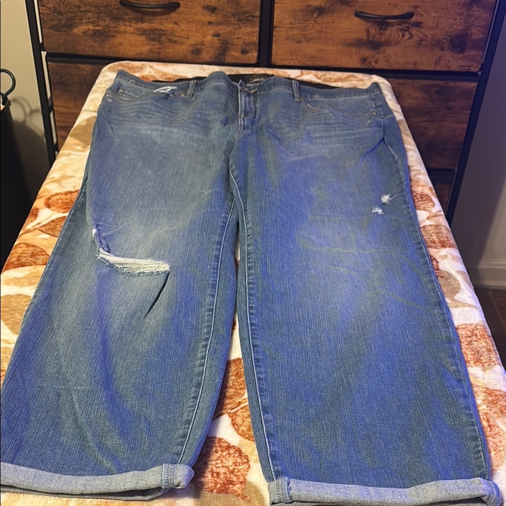Torrid Distressed Blue Straight Leg Jeans